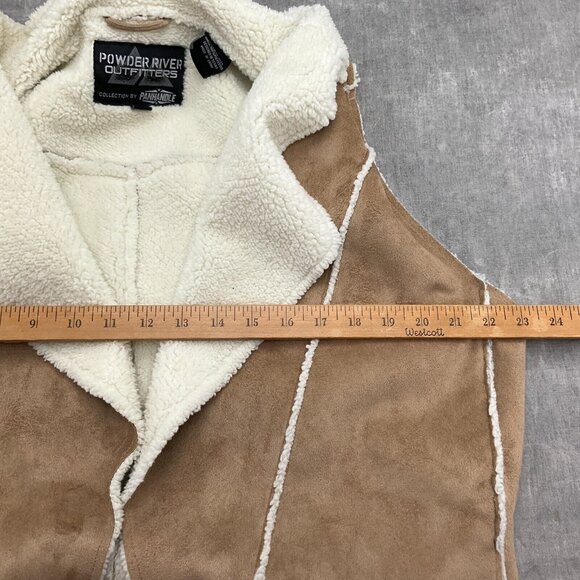 Panhandle Powder River Vest Women Large 44" Brown Ivory Sherpa‎ Open Casual - Picture 7 of 11